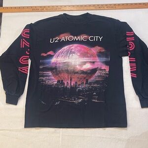 U2 Atomic City Black Long Sleeve Tee size large vintage